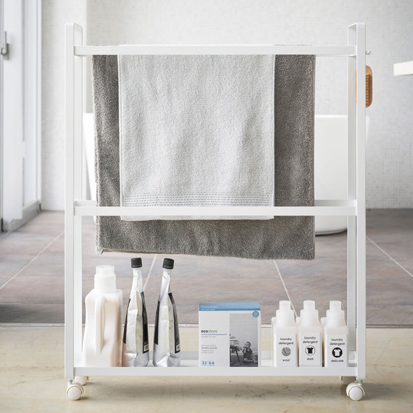 Yamazaki USA Tower Yamazaki Home Towel Rack And Bath Cart, Rolling Bathroom Storage Organizer ...